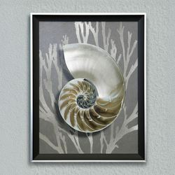 Shell 2 Framed Wall Art Gray