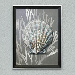 Shell 3 Framed Wall Art Gray