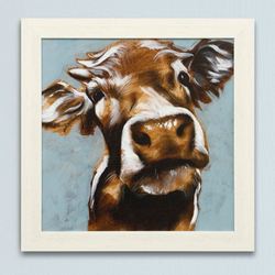Cow 2 Self Portrait Framed Wall Art Dark Brown