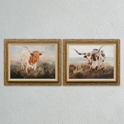 As Time Goes By Longhorn Cow 1 Framed Wall Art Multi Earth