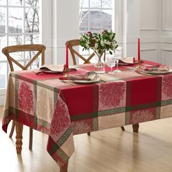 Poinsettia Plaid Rectangle Tablecloth Red