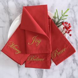 Joyful Gathering Embroidered Napkins Set of Four