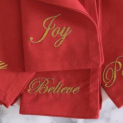 Joyful Gathering Embroidered Napkins Set of Four