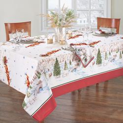 Winter Sleigh Rectangle Tablecloth White