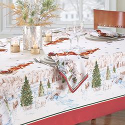 Winter Sleigh Rectangle Tablecloth White