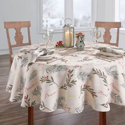 Festive Fir Round Tablecloth Off White 70 Diameter