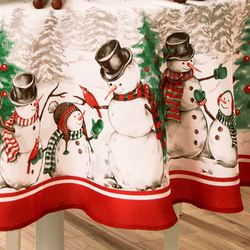 Winters Embrace Oval Tablecloth Off White 60 x 84