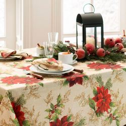 Regal Poinsettia Rectangle Tablecloth Beige
