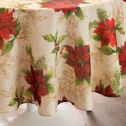 Regal Poinsettia Round Tablecloth Beige 70 Diameter