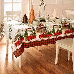 Old Fashioned Christmas Rectangle Tablecloth Off White