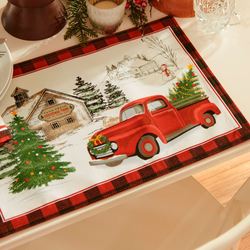 Old Fashioned Christmas Placemats Off White Set of Four