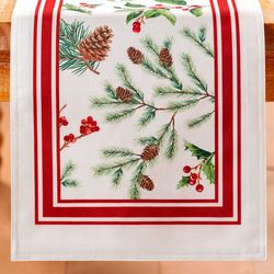 Winter Berry Table Runner Off White 13 x 70