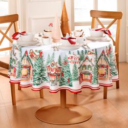 Enchanted Noel Round Tablecloth Off White 70 Diameter