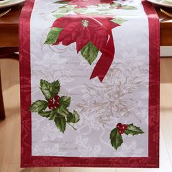 Poinsettia Bloom Table Runner Red 14 x 70