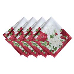 Poinsettia Bloom Napkins Red Set of Four