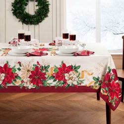 Classic Poinsettia Rectangle Tablecloth Red