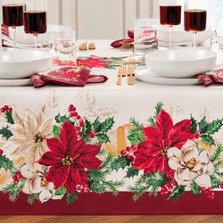 Classic Poinsettia Rectangle Tablecloth Red