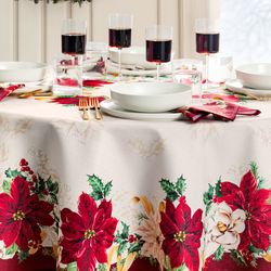 Classic Poinsettia Round Tablecloth Red 70 Diameter