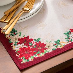 Classic Poinsettia Placemats Red Set of Four