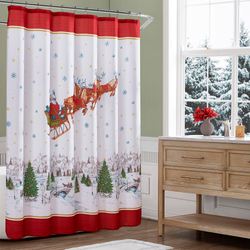Winter Sleigh Shower Curtain White 70 x 72