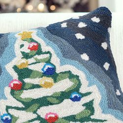 Xmas Tree Decorative Pillow Midnight Blue 18 Square