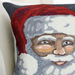 Jolly Santa Decorative Pillow White/Blue 18 Square