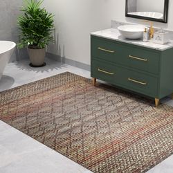 Washable Elystan Rectangle Rug Multi Earth