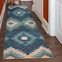 Selena Southwest Rug Runner Blue 26 x 8