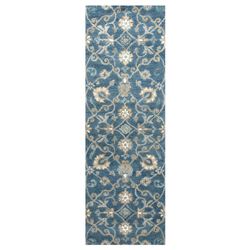 Floral Motif Rug Runner Blue