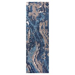 Terrain Abstract Rug Runner Blue 26 x 8
