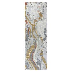 Terrain Abstract Rug Runner Gray 26 x 8