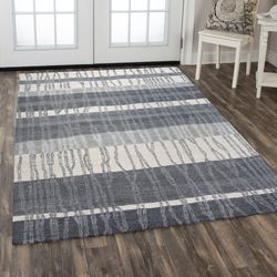 Stevie Striped Rectangle Rug Gray