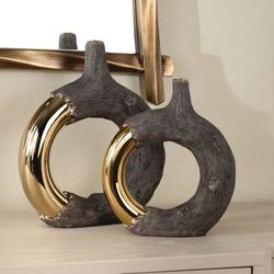 Renault Decorative Vases Charcoal Set of Two