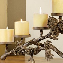 Pine Cone Candelabra Brown