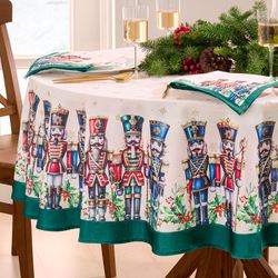 Nutcracker Royale Oval Tablecloth Ivory 60 x 84