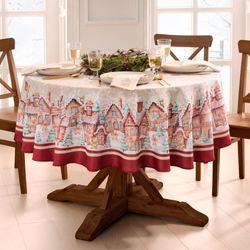 Gingerbread Lane Round Tablecloth Beige 70 Diameter