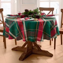 Noel Plaid Round Tablecloth Multi Warm 70 Diameter