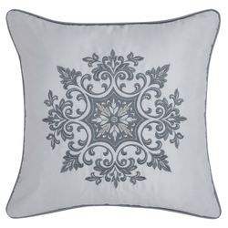 Lisbon Embroidered Pillow Slate 18 Square