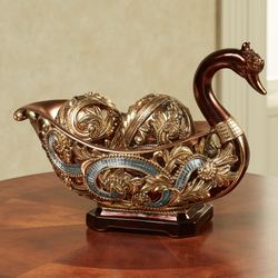 Daniella Swan Decorative Bowl with Orbs Mahogany Set of Three