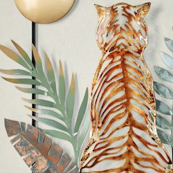 Gazing Tiger Wall Art Bronze/Gold