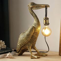 Pelican Desk Lamp Antique Gold