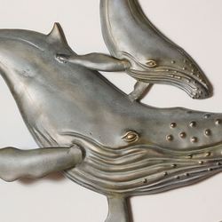 First Surfacing Whale Wall Sculpture Gray