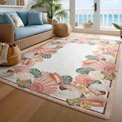 Floral Shell Rectangle Rug Multi Warm