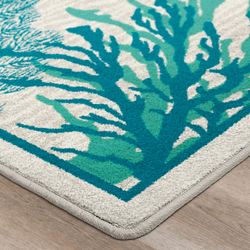 Turtle Coral Rectangle Rug Aqua