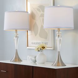 Serafina Table Lamp Pair White and Silver