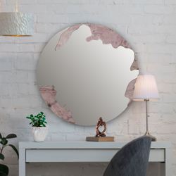 Lunar Landscape Round Wall Mirror Gray