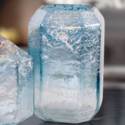 Tall Glistening Geo Vase Blue
