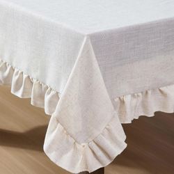 Seville Ruffled Rectangle Tablecloth Natural