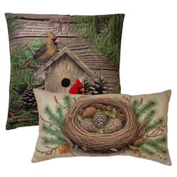 Cardinal Pine Decorative Pillows Multi Warm Set of Two