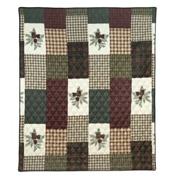 Pine Panels Quilted Throw Blanket Multi Warm 50 x 60